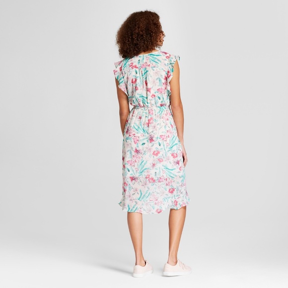 New A.N.D Floral Short Sleeve Ruffle Wrap Dress A3 - Picture 2 of 8